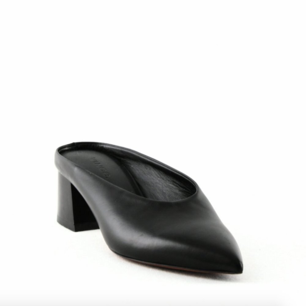 Vince Ralston Black Leather Heeled Mule